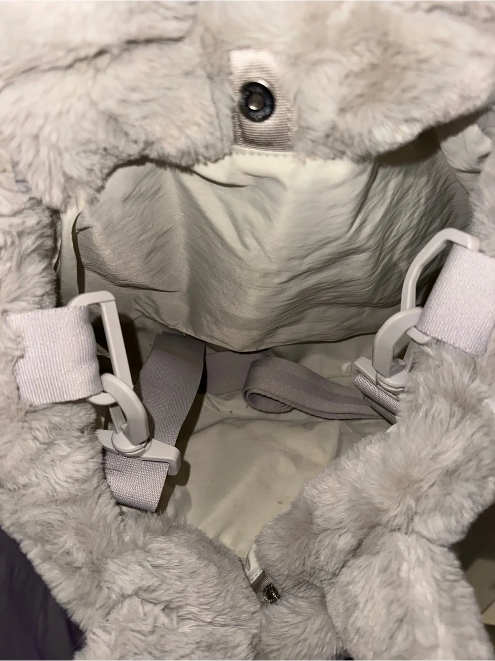 Nike Grey and White Plush Tote Bag
